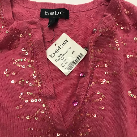 NEW BEBE SILK / CASHMERE SEQUIN SWEATER - Picture 3 of 7